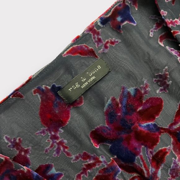 rag & bone Eloise Dress Floral Silk Mini Long Sleeve Purple Black Party Date - Picture 8 of 9